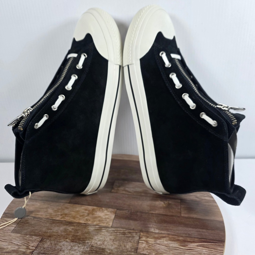 Diesel S-Astico Mzip Sneakers Men 12.5 Black White High Top Leather Suede Zip Up - Picture 7 of 11